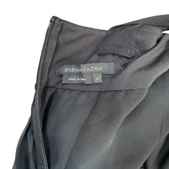 BCBGMaxAzria Black Mini Dress 0 Grecian Draped Bubble Hem Empire Waist Y2K - Picture 4 of 8